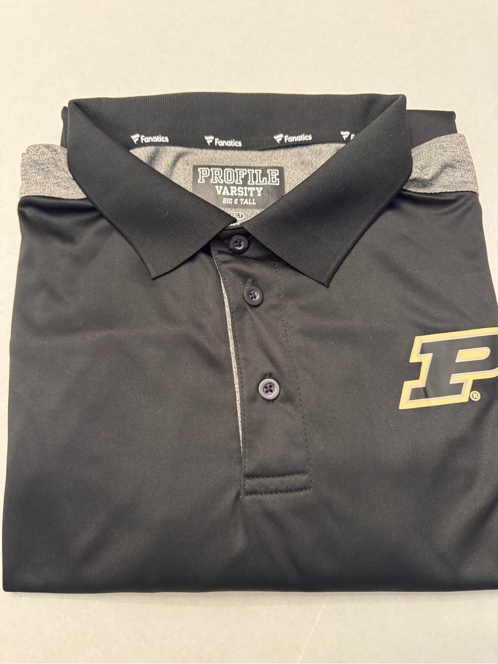 Purdue Boilermakers Fanatics Profile Varsity Big & Tall Polo Shirt Black Sz 4XL